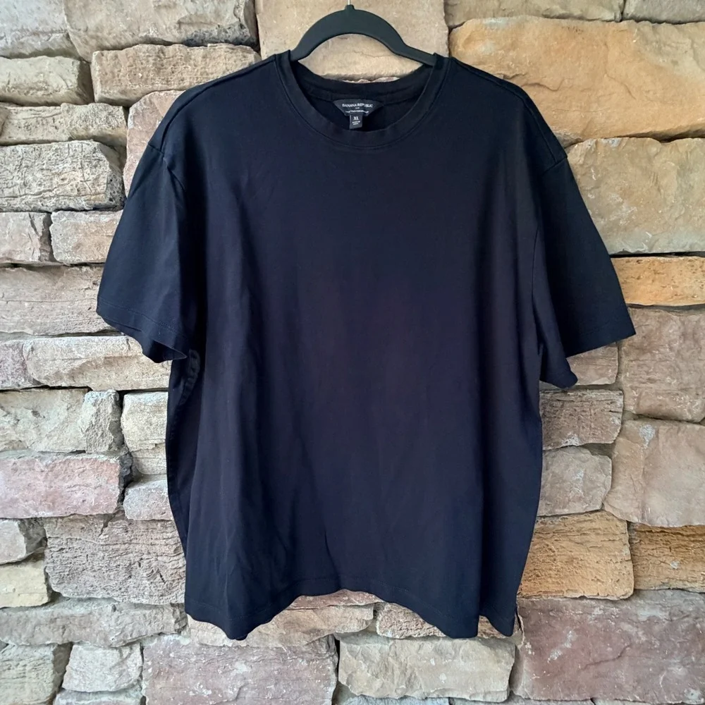 Banana Republic Mens XL T-Shirt Luxe Touch Performance Black Short Sleeve Cotton
